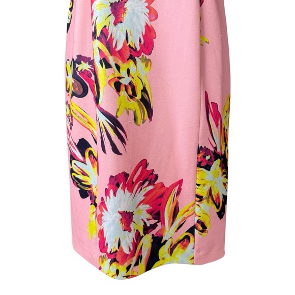 Tahari Arthur S. Levine Dress Size 6 Pink Floral Burst Sheath Wedding Guest - Picture 5 of 11